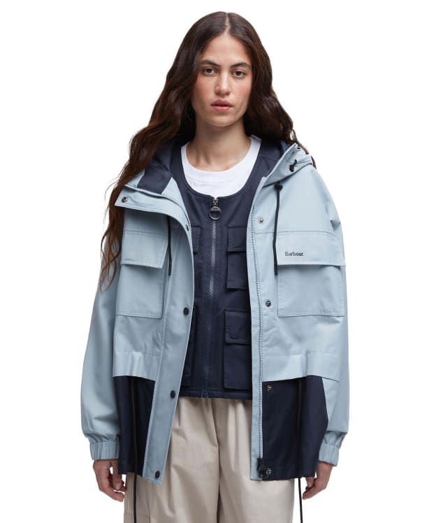 Women's Barbour Reese Showerproof Jacket - Ice Blue / Dark Navy