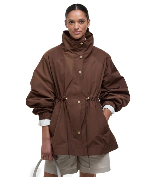 Women's Barbour Suri Showerproof Jacket - Walnut / Safari Dress Tartan