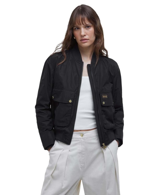 Women's Barbour International Priya Showerproof Bomber Jacket - Black