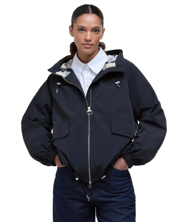 Women's Barbour Orson Showerproof Jacket - Black / Safari Dress Tartan