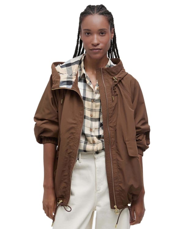Women's Barbour Orson Showerproof Jacket - Walnut / Safari Dress Tartan