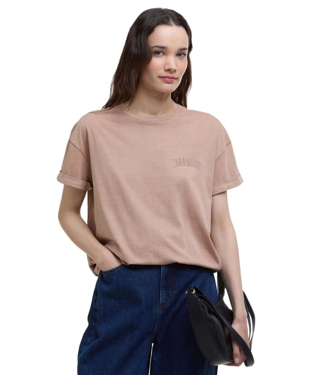 Women's Barbour Sandgate Dropped Armhole, Short Sleeve Cotton T-Shirt - Praline