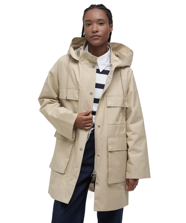 Women's Barbour Khai Waterproof Jacket - Light Sand / Rosemary