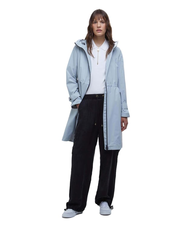 Women's Barbour International Longline Kyra Waterproof Jacket - Light Steel Blue