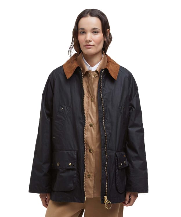 Women's Barbour Raelynn Waxed Jacket - Black / Ancient Tartan