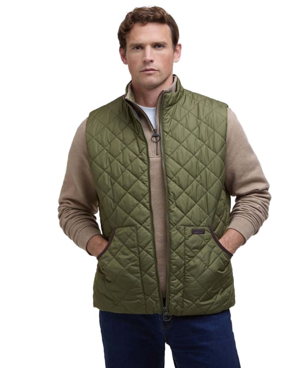 Men's Barbour Chesterwood Quilted Gilet - Dark Moss / Classic Tartan