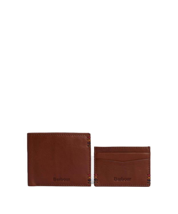 Men's Barbour Cairnwell Leather Wallet & Cardholder Gift Set - Brown