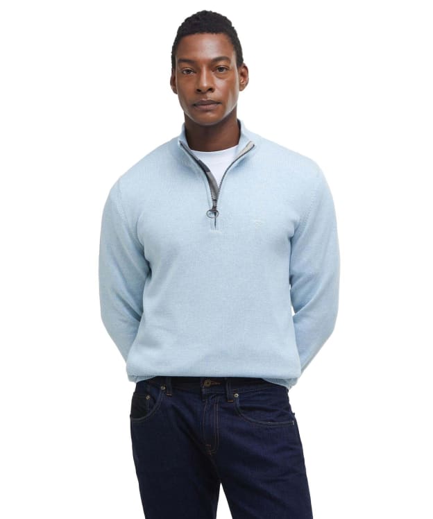 Men’s Barbour Cotton Half Zip Sweater - Ocean Sky