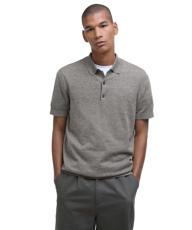 Men's Barbour Buston Short Sleeve Knitted Polo Shirt - Uniform Green