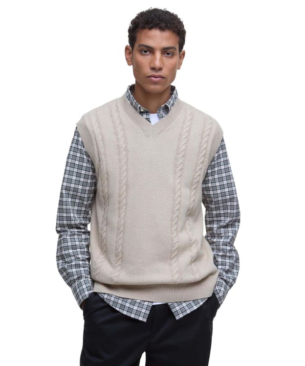 Men's Barbour Navar Knitted Vest - Washed Stone