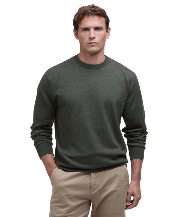 Men's Barbour Bayfield Knitted Crew Jumper - Mid Olive