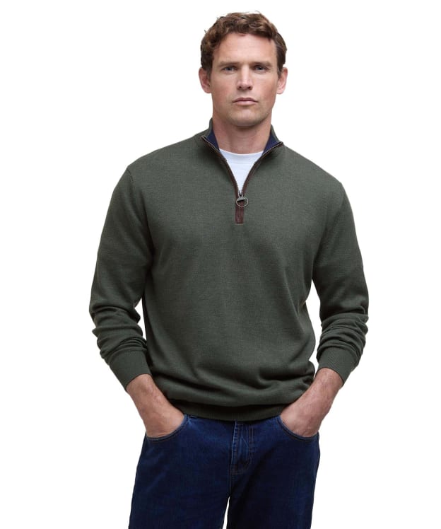 Men's Barbour Bayfield Knitted Half Zip Jumper - Mid Olive