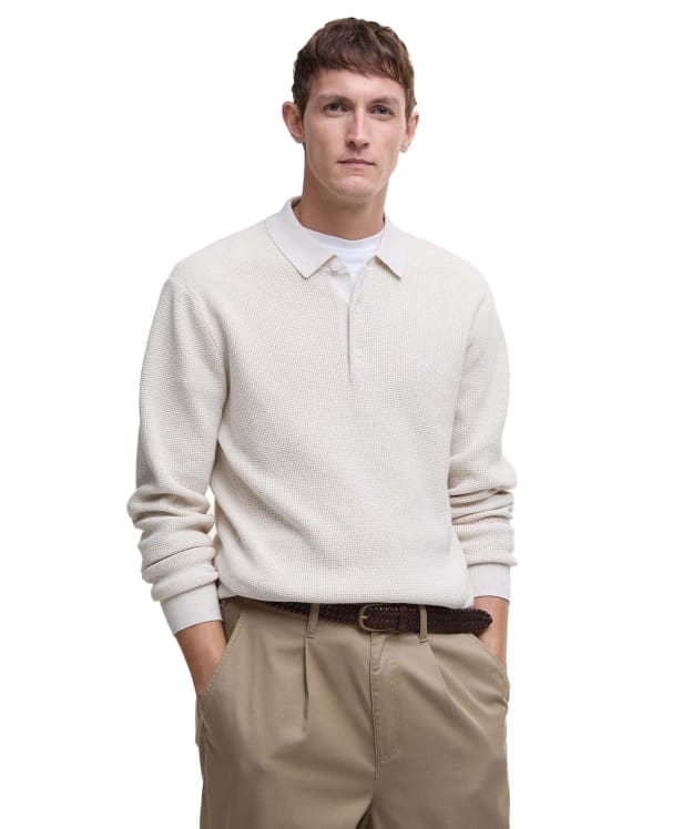 Men's Barbour Holt Waffle Knitted Polo Shirt - Mist