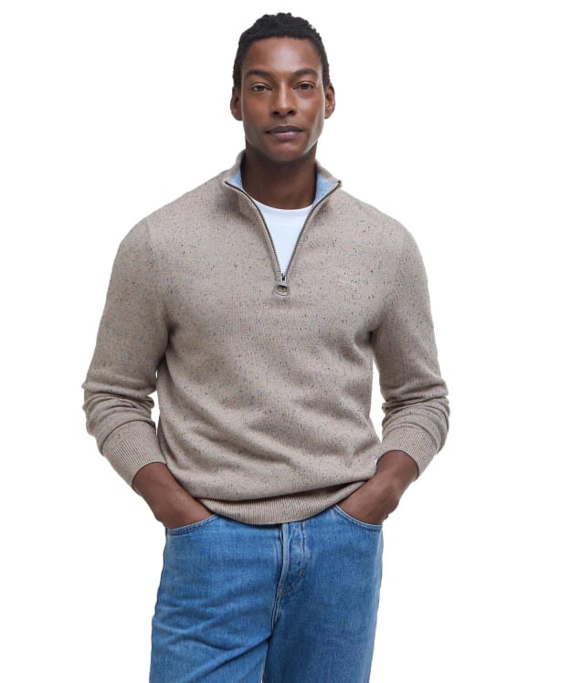 Men's Barbour Cotton Tainsbury Half Zip Sweater - Stone