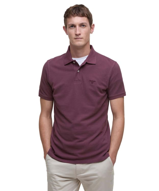 Men's Barbour Washed Sports Polo Shirt - Burnt Heather
