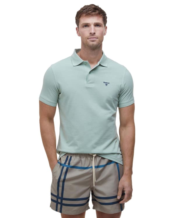 Men's Barbour Lightweight Short Sleeve Sports Cotton Polo Shirt - Pale Apple