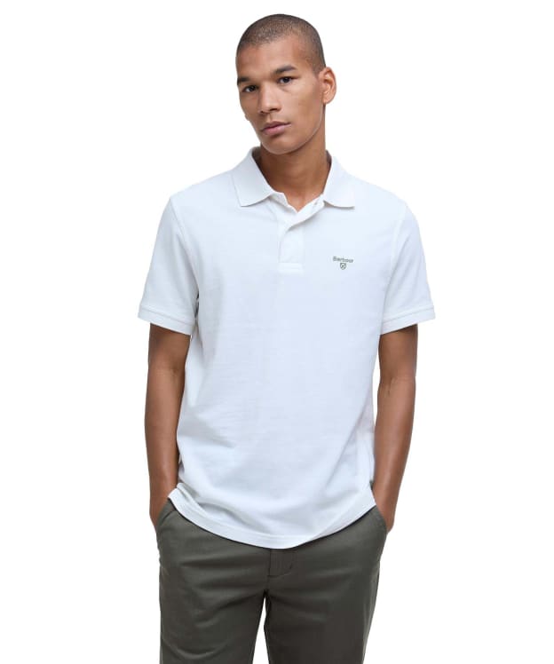 Men's Barbour Lightweight Short Sleeve Sports Cotton Polo Shirt - Whisper White