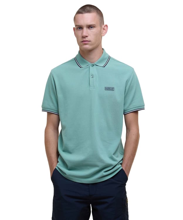 Men's Barbour International Evan Tipped Polo Shirt - Granite Green