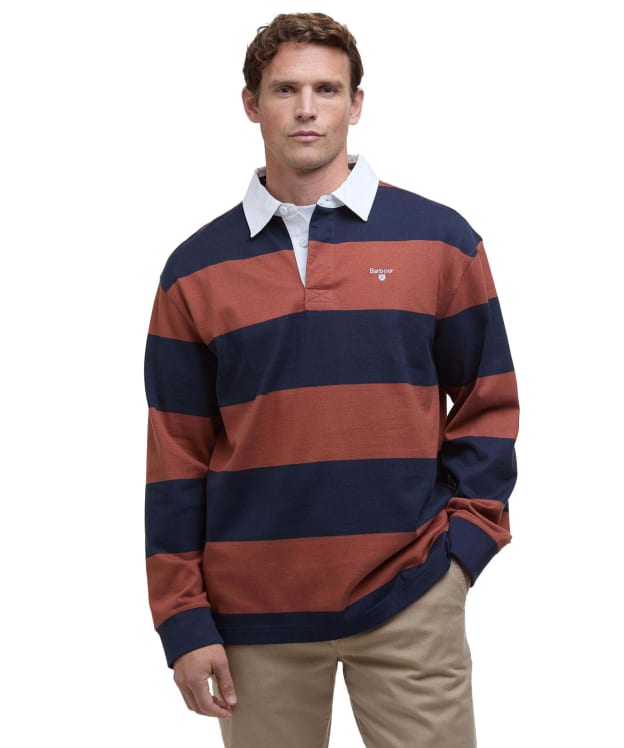 Men's Barbour Broome Rugby Shirt - Navy / Rust