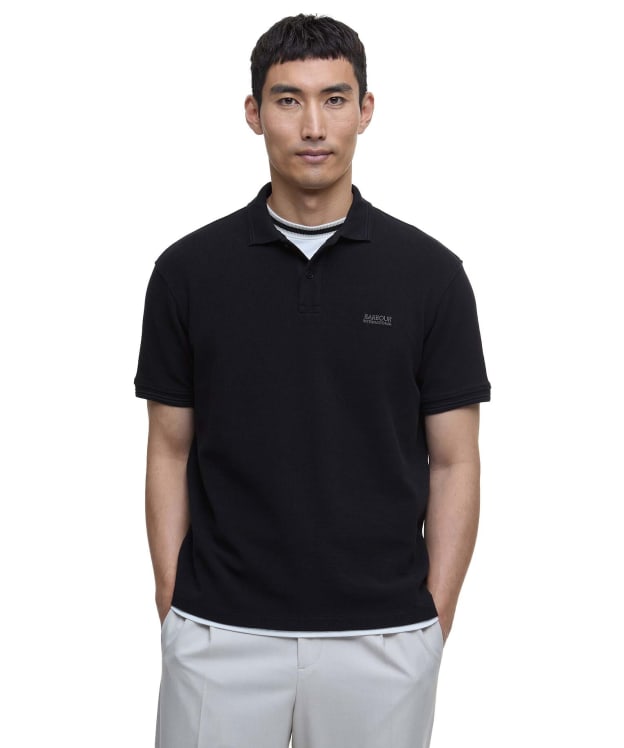 Men's Barbour International Charlie Textured Polo Shirt - Black