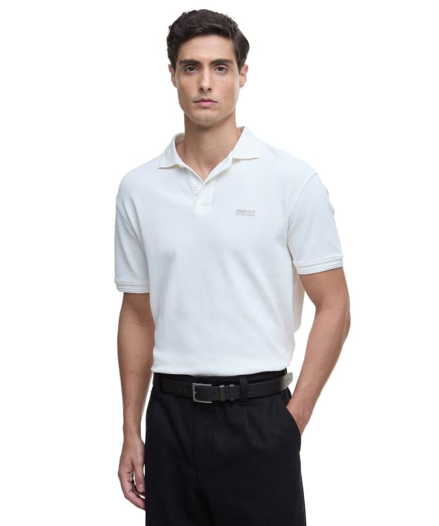 Men's Barbour International Charlie Textured Polo Shirt - Whisper White