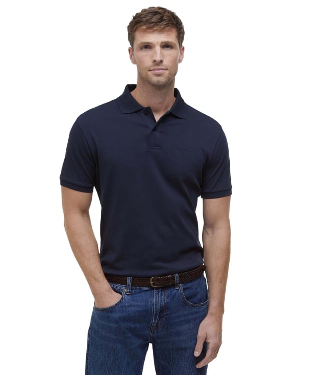 Men's Barbour Drayton Linen Tailored Fit Polo Shirt - Navy