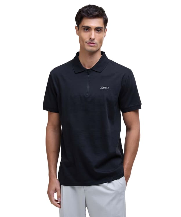 Men's Barbour International Chapter Jacquard Texture Polo - Black