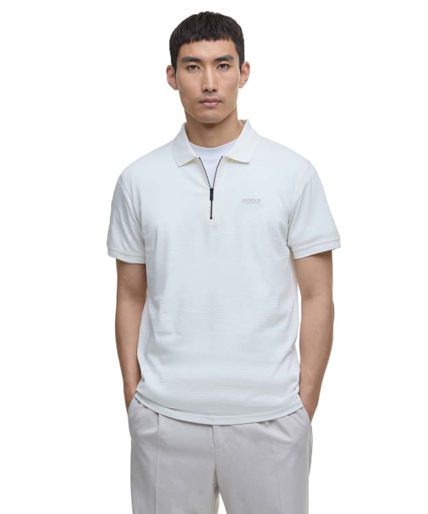 Men's Barbour International Chapter Jacquard Texture Polo - Whisper White