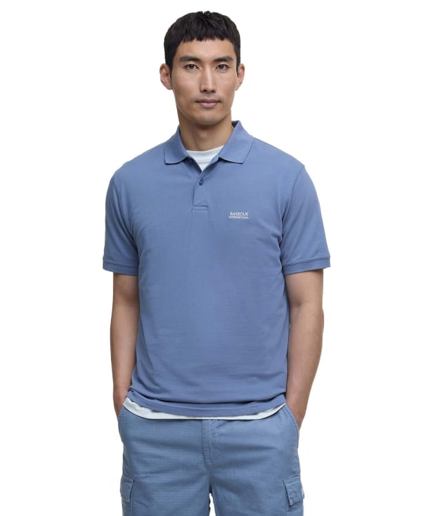 Men's Barbour International Lightweight Pique Essential Polo Shirt - Washed Blue