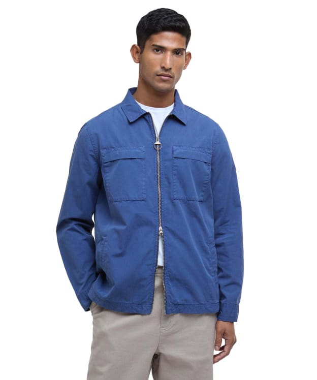 Men's Barbour Glendale Zip Through Cotton Overshirt - Oceana
