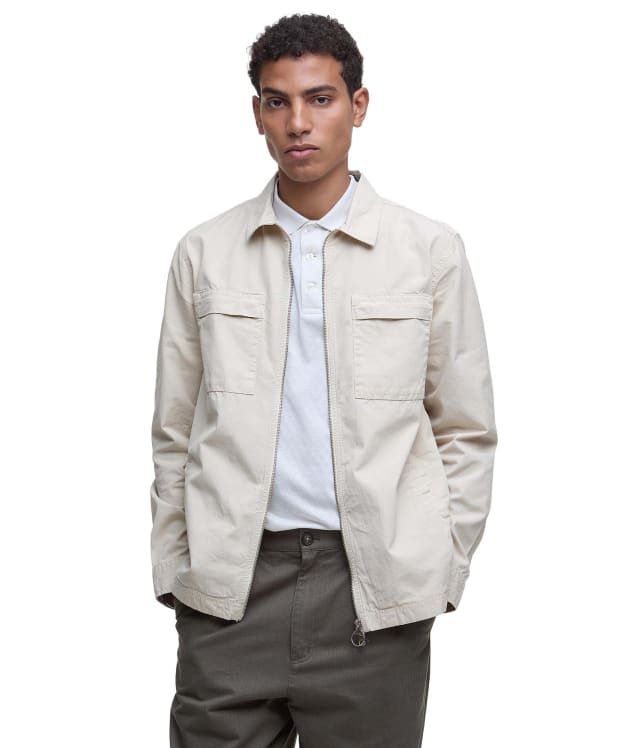 Men's Barbour Glendale Zip Through Cotton Overshirt - Mist