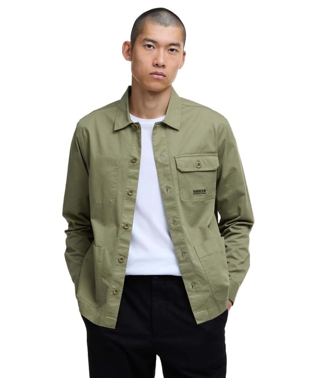 Men's Barbour International Ruiz Garment Washed Overshirt - Bleached Olive