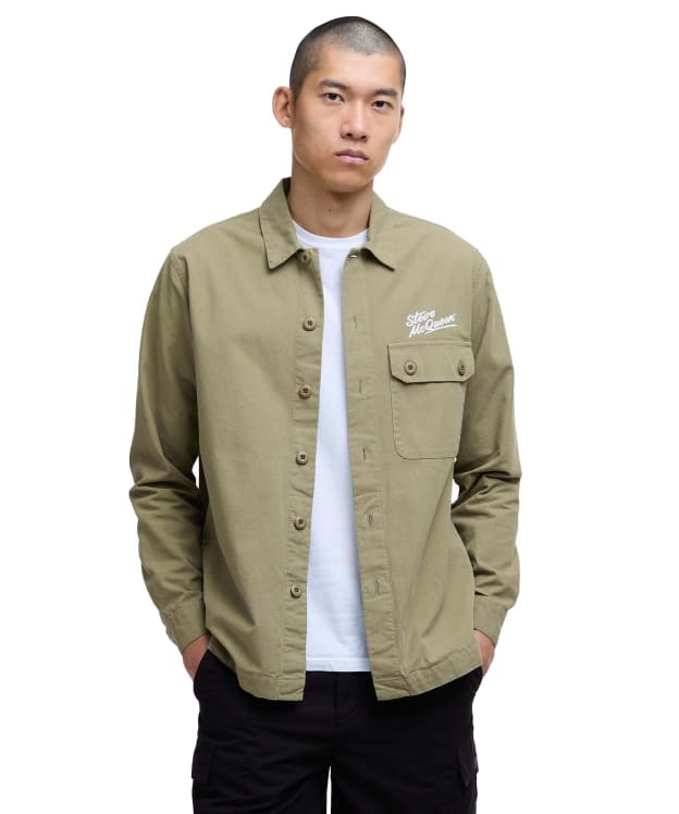 Men's Barbour International Morand Garment Dyed Overshirt - Bleached Olive