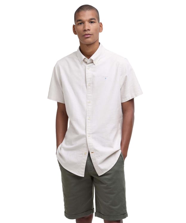 Men's Barbour Oxtown Short Sleeve Tailored Shirt - Oatmeal