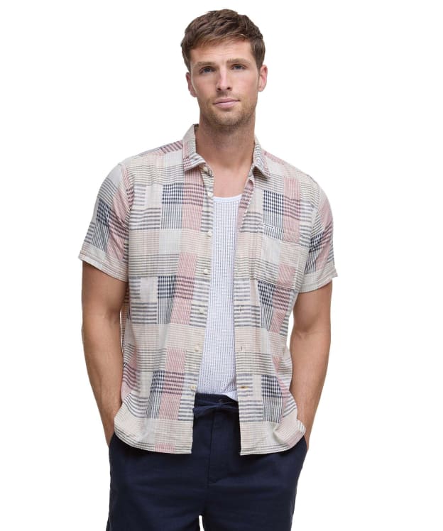 Men's Barbour Oakshore Short Sleeve Summer Cotton Shirt - Washed Stone