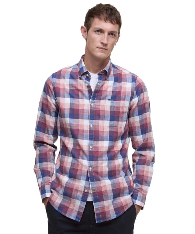 Men's Barbour Hillroad Long Sleeve Tailored Fit Cotton Shirt - Red Spice