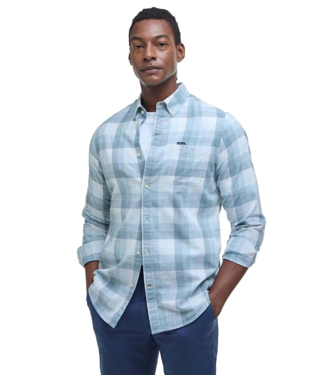 Men's Barbour Hillroad Long Sleeve Tailored Fit Cotton Shirt - Vintage Teal