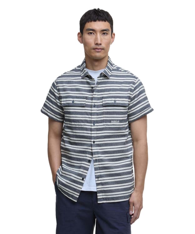 Men's Barbour International Joshua Jacquard Striped Shirt - Navy