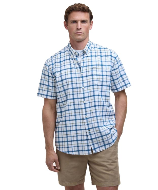 Men's Barbour Glover S/S Linen Blend Regular Fit  Shirt - Navy
