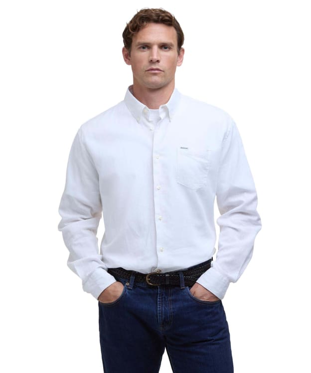 Men's Barbour Nelson Linen Blend Regular Fit Shirt - White