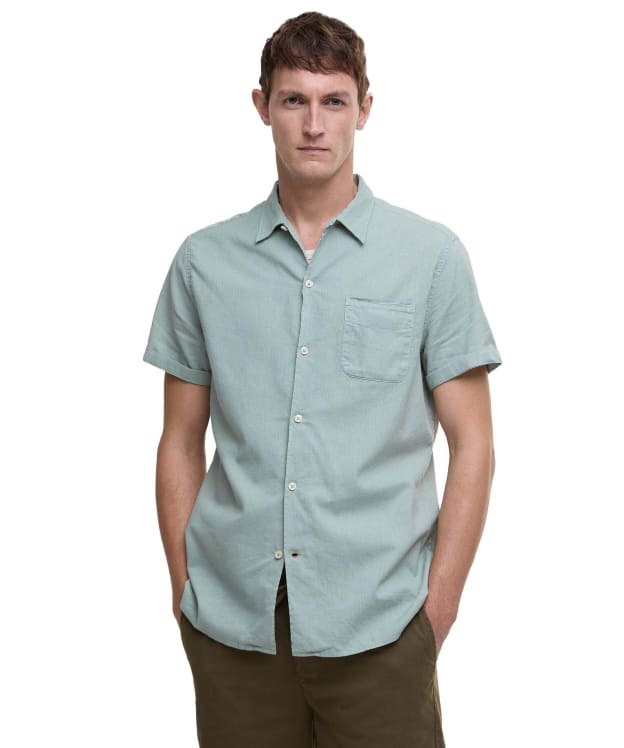 Men's Barbour Garment Dyed Nelson Short Sleeve Regular Fit Shirt - Pale Apple