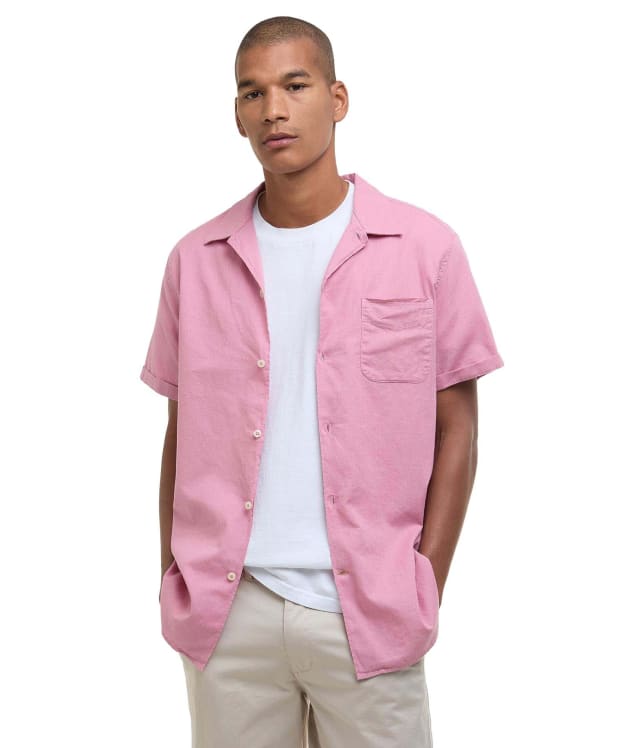 Men's Barbour Garment Dyed Nelson Short Sleeve Regular Fit Shirt - True Pink