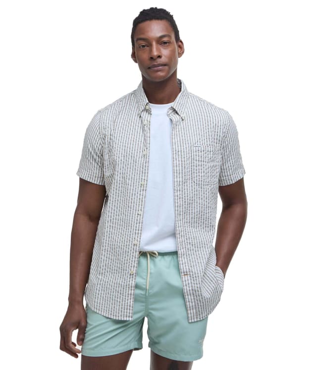 Men's Barbour Cresswell Seersucker Summer Fit Shirt - Stone