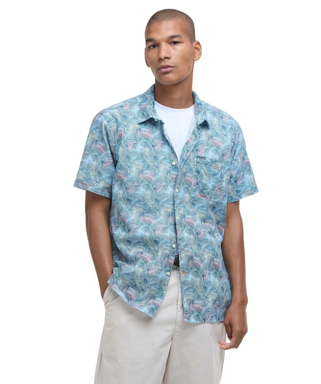 Men's Barbour Devon Printed Summer Fit Shirt - Dusk Blue