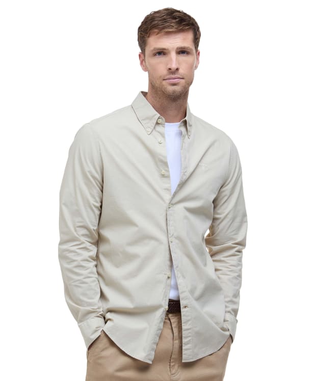 Men's Barbour Garment Dyed Poplin Tailored Fit Shirt - Oatmeal