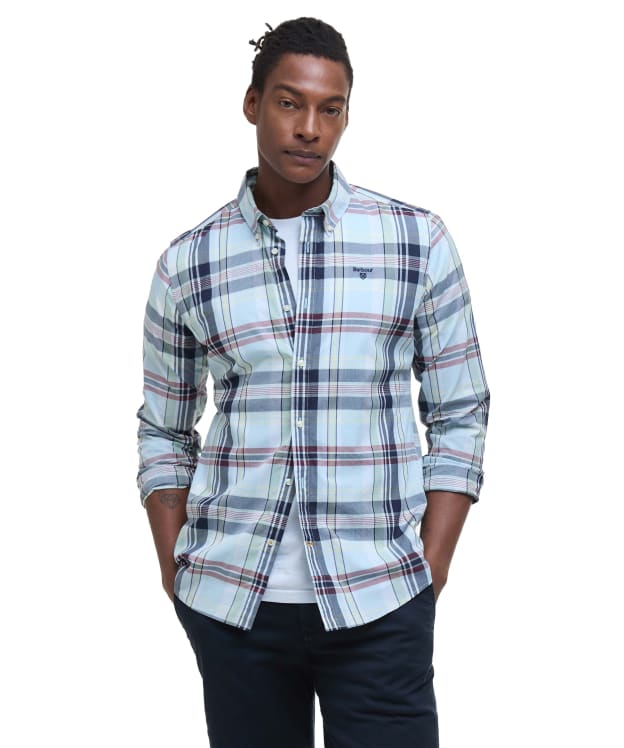 Men's Barbour Gabe Checked Tailored Fit Shirt - Sky