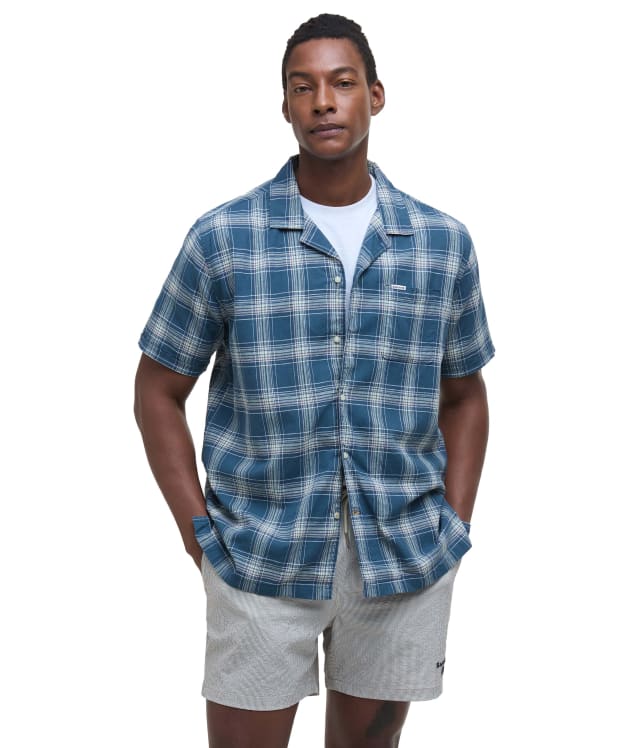 Men's Barbour Fairlands Short Sleeve Regular Fit Check Shirt - Dusk Blue
