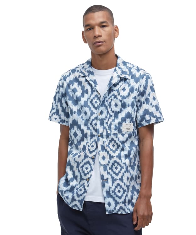 Men's Barbour Homelane Printed Short Sleeve Relaxed Fit Shirt - Navy