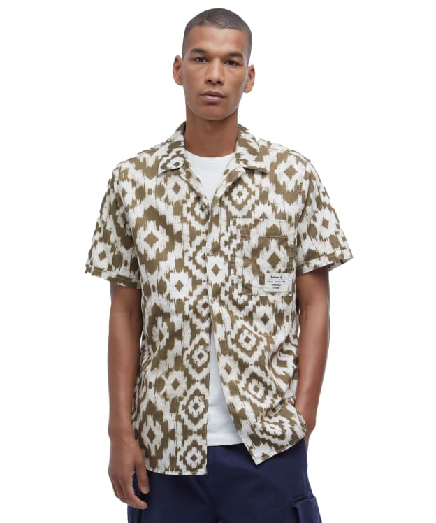Men's Barbour Homelane Printed Short Sleeve Relaxed Fit Shirt - Light Sage