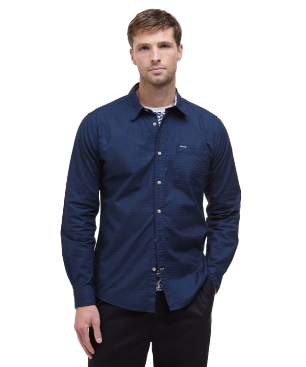 Men's Barbour Irvine Textured Tailored Shirt - Navy